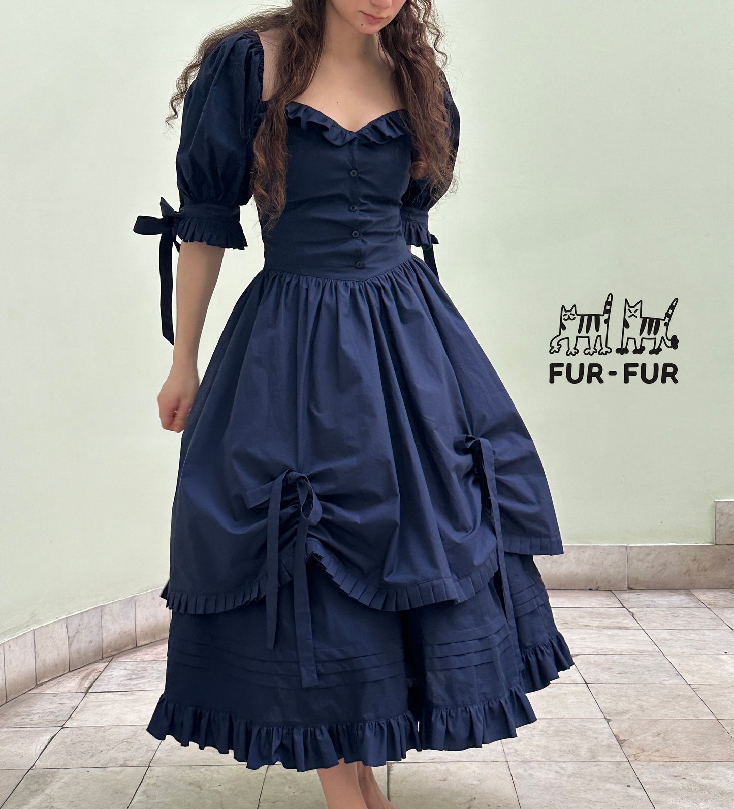 Karamelka double skirt dress with ruffles and bows