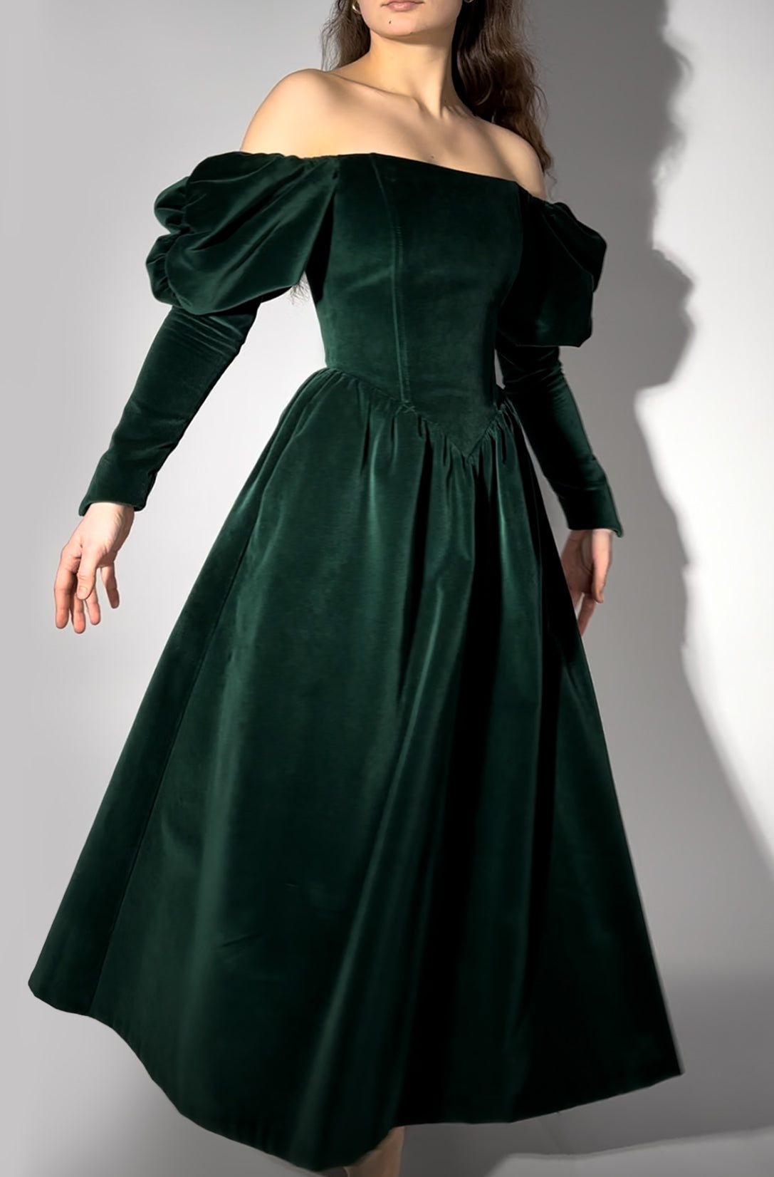 Cotton Velour Forest Green Dress