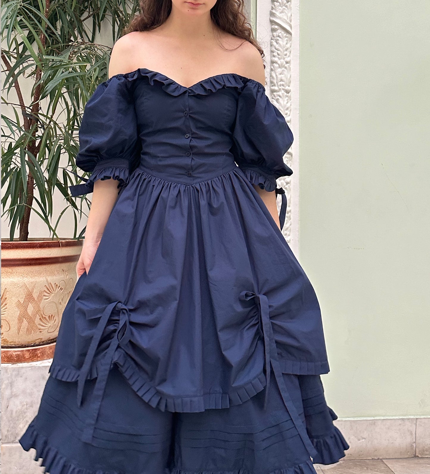 Karamelka double skirt dress with ruffles and bows