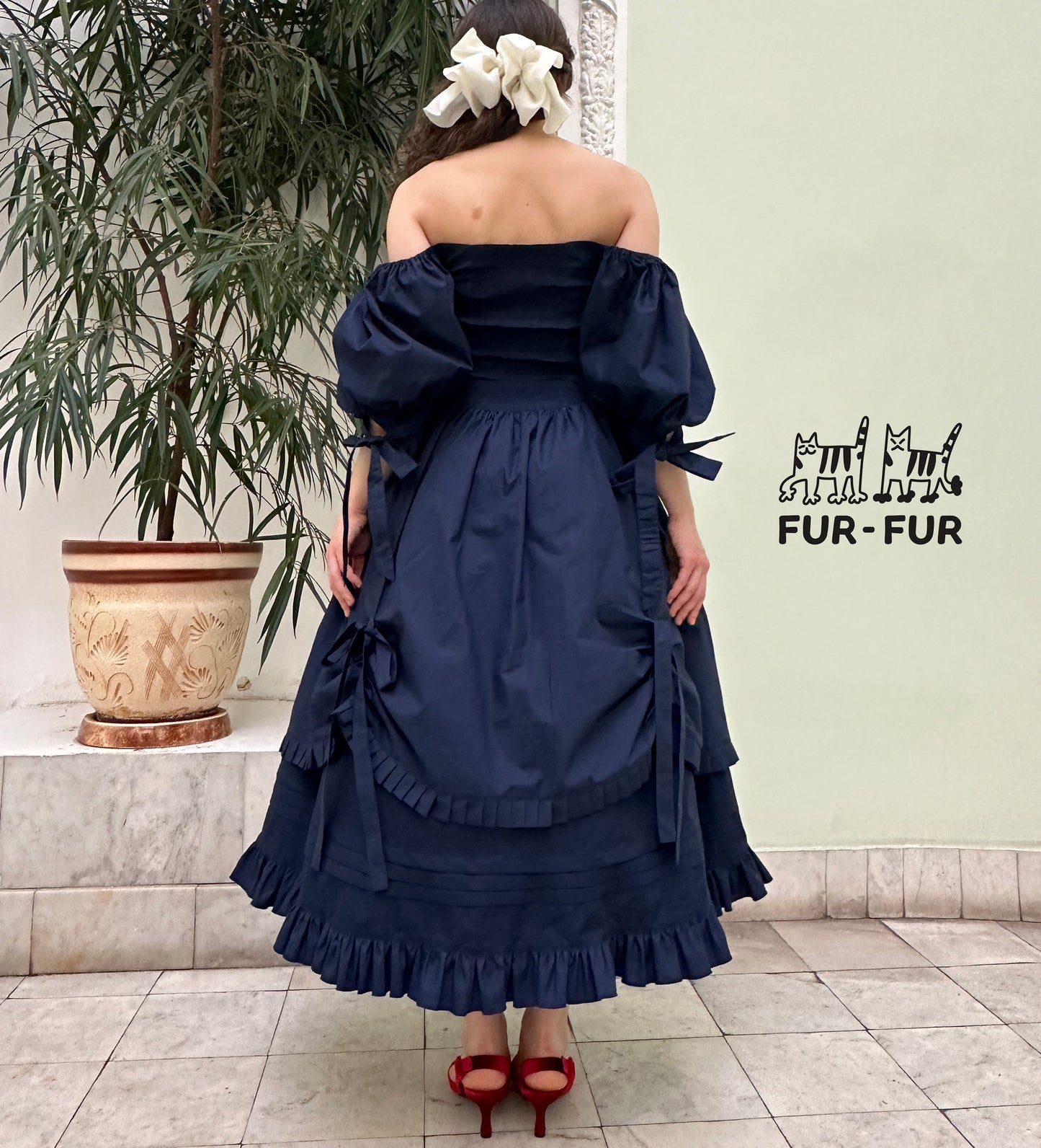 Karamelka double skirt dress with ruffles and bows