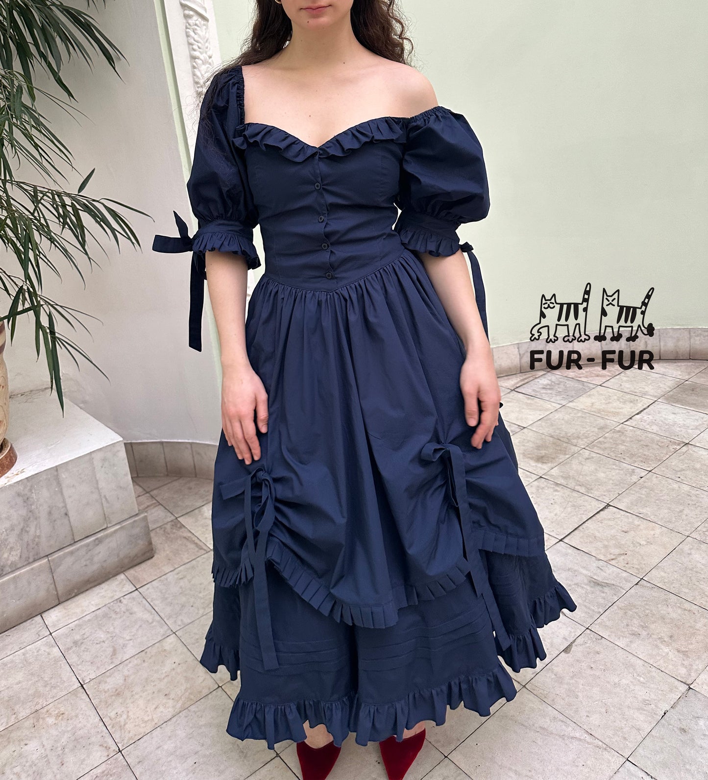 Karamelka double skirt dress with ruffles and bows