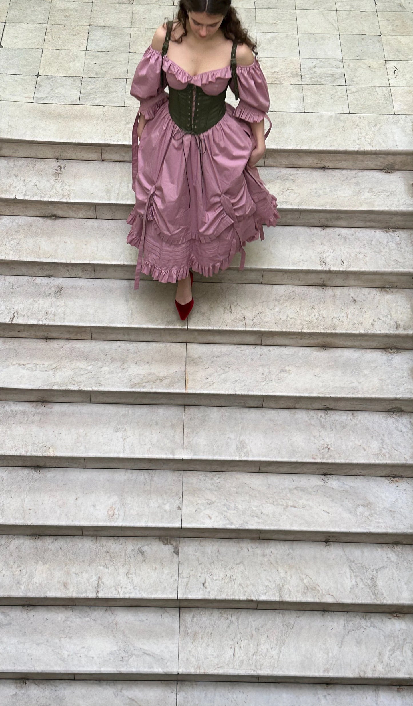 Karamelka double skirt dress with ruffles and bows