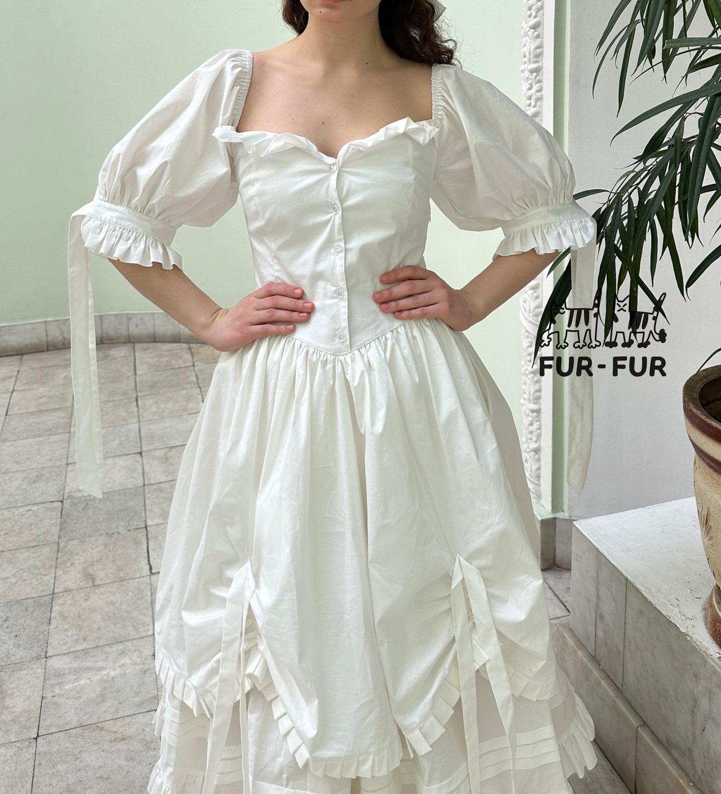 Karamelka double skirt dress with ruffles and bows