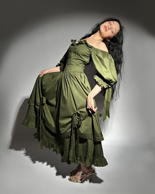 Karamelka double skirt dress with ruffles and bows