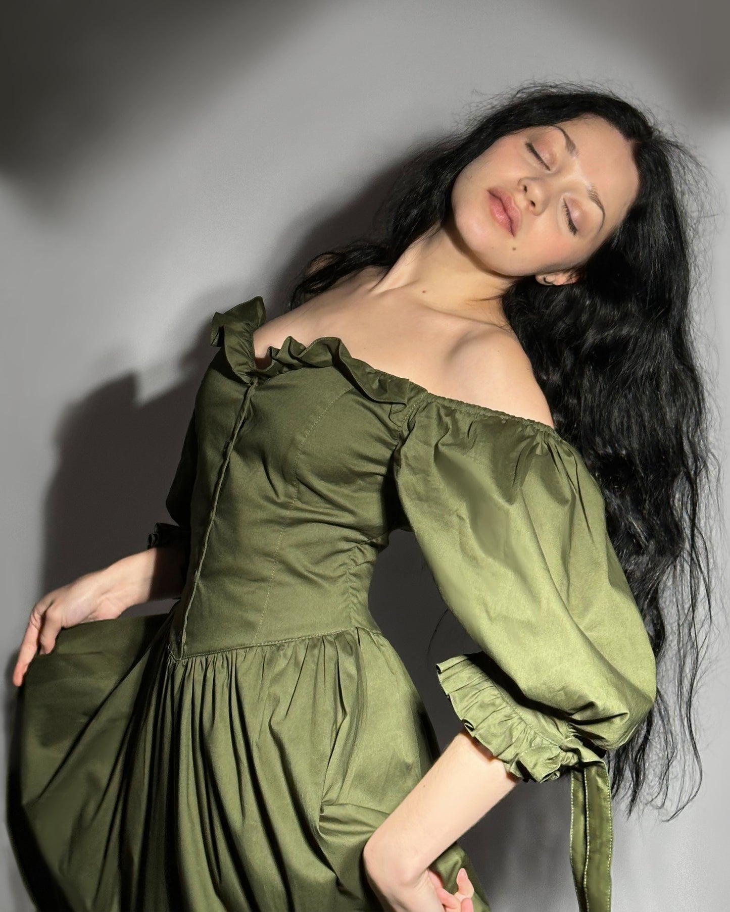 Karamelka double skirt dress with ruffles and bows