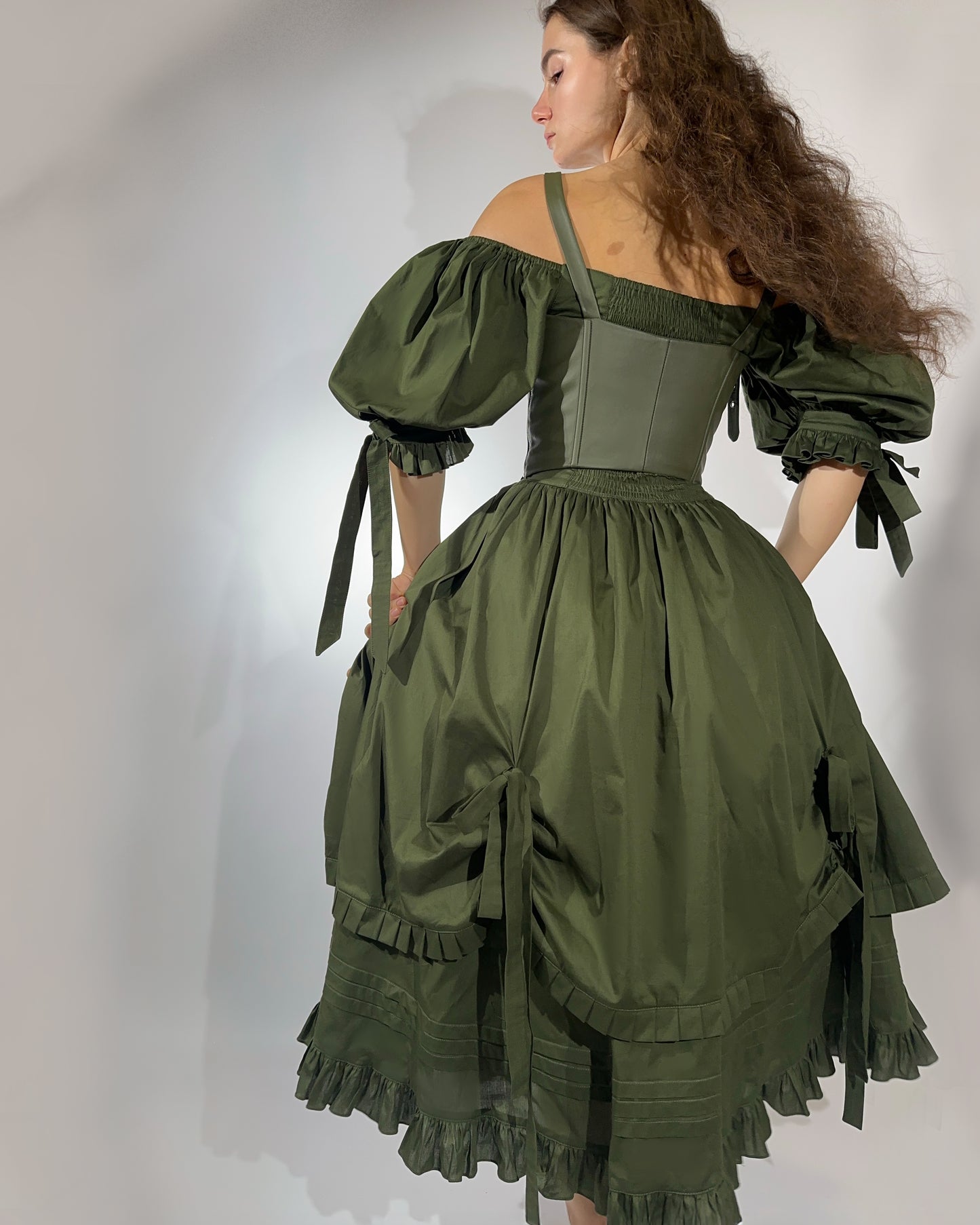 Karamelka double skirt dress with ruffles and bows