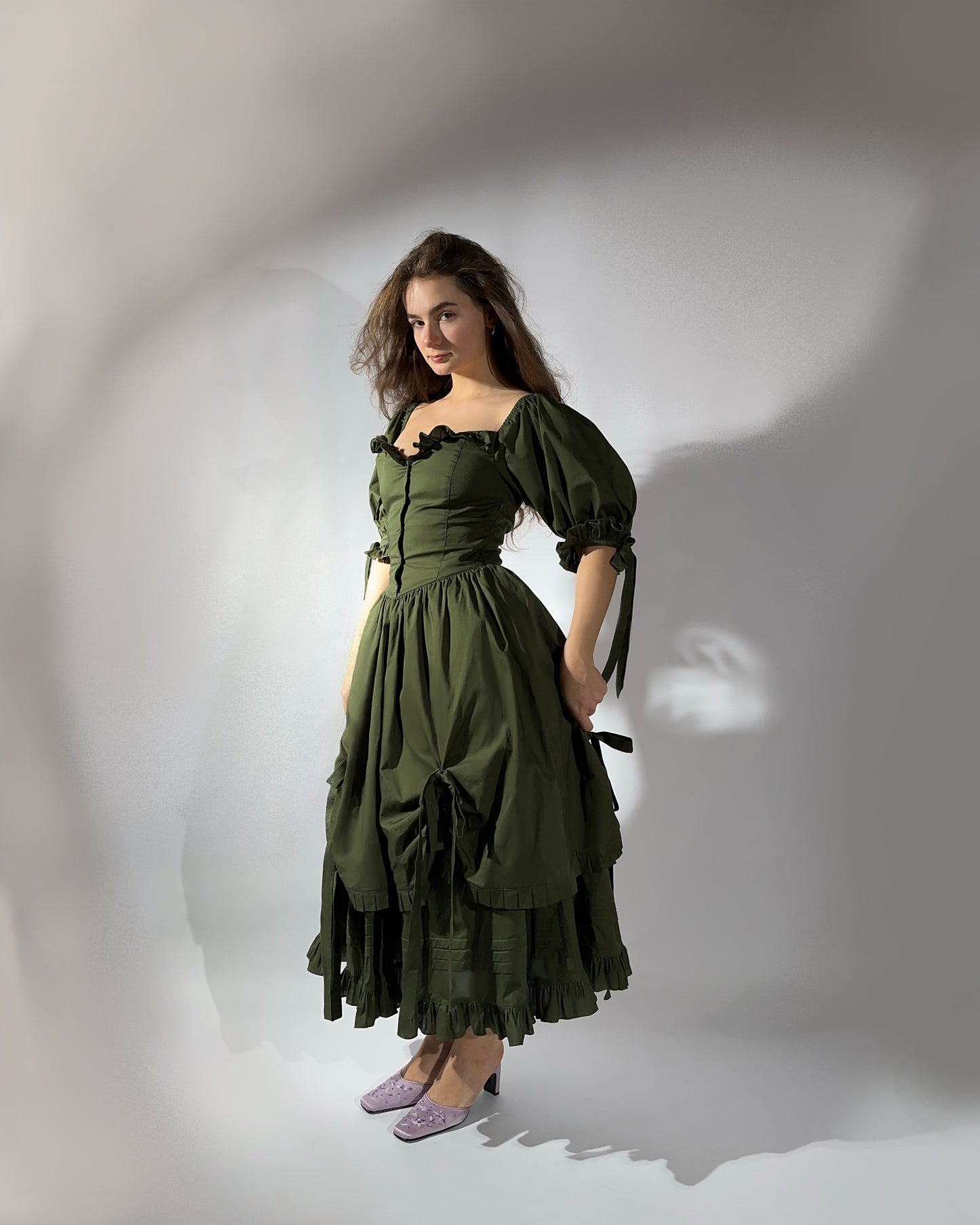 Karamelka double skirt dress with ruffles and bows