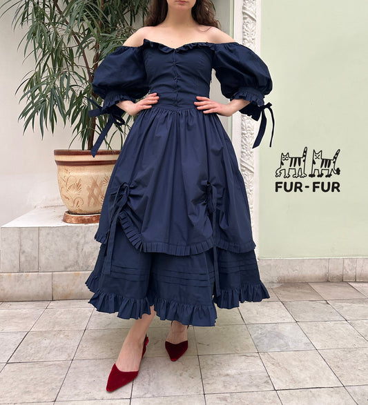 Karamelka double skirt dress with ruffles and bows
