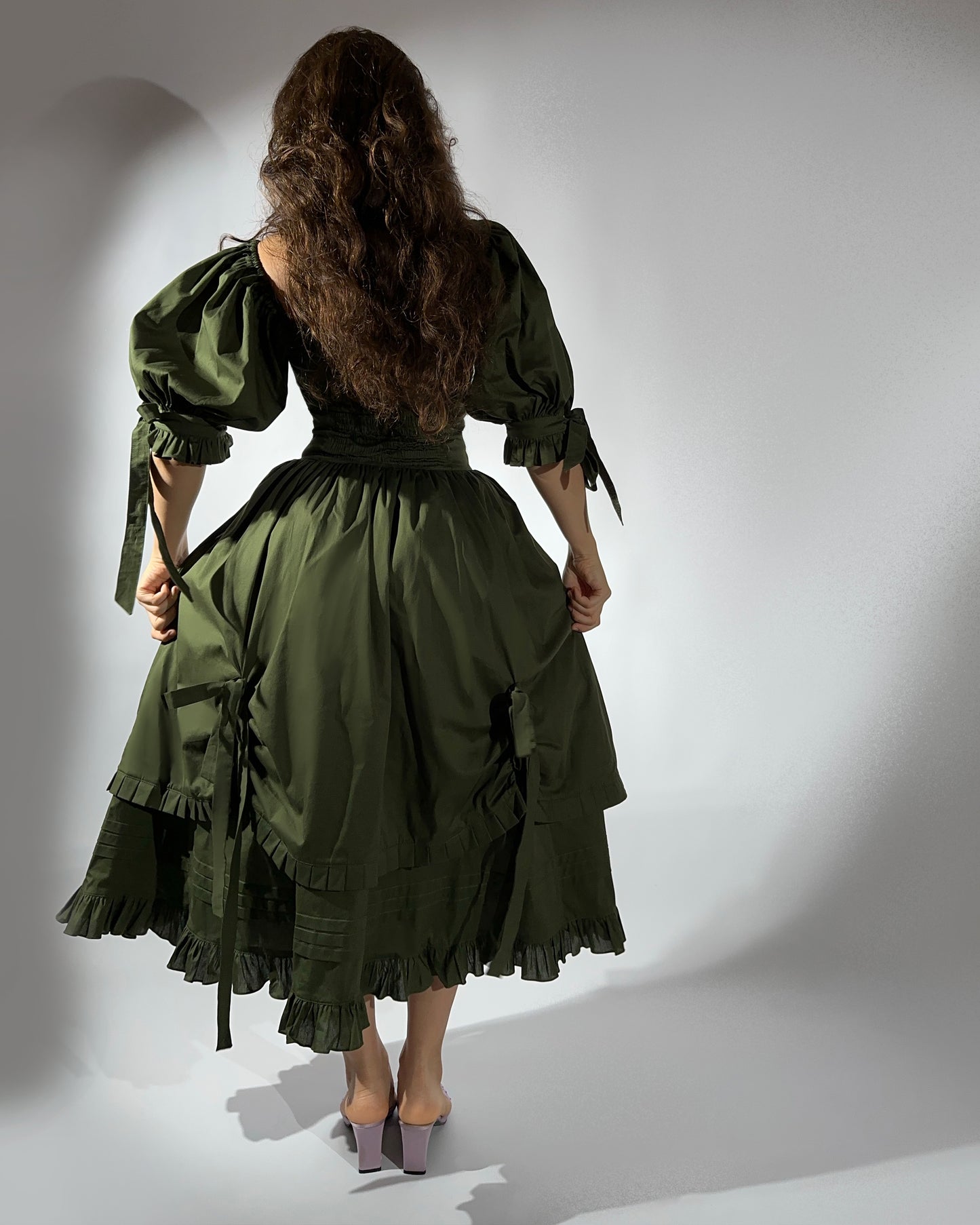 Karamelka double skirt dress with ruffles and bows