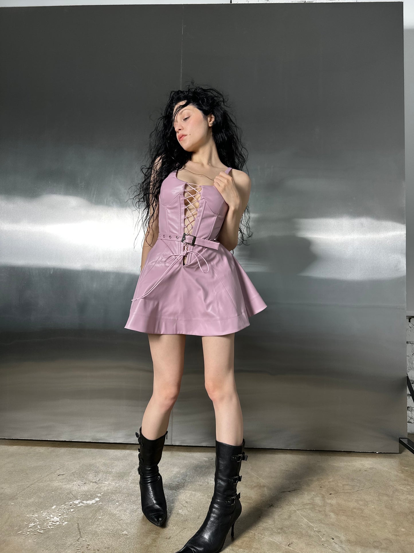 PASTKA vegan leather laced dress