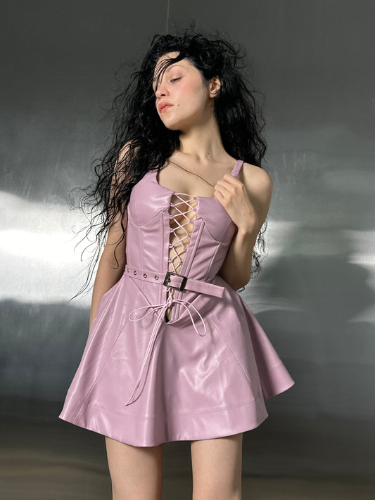 PASTKA vegan leather laced dress