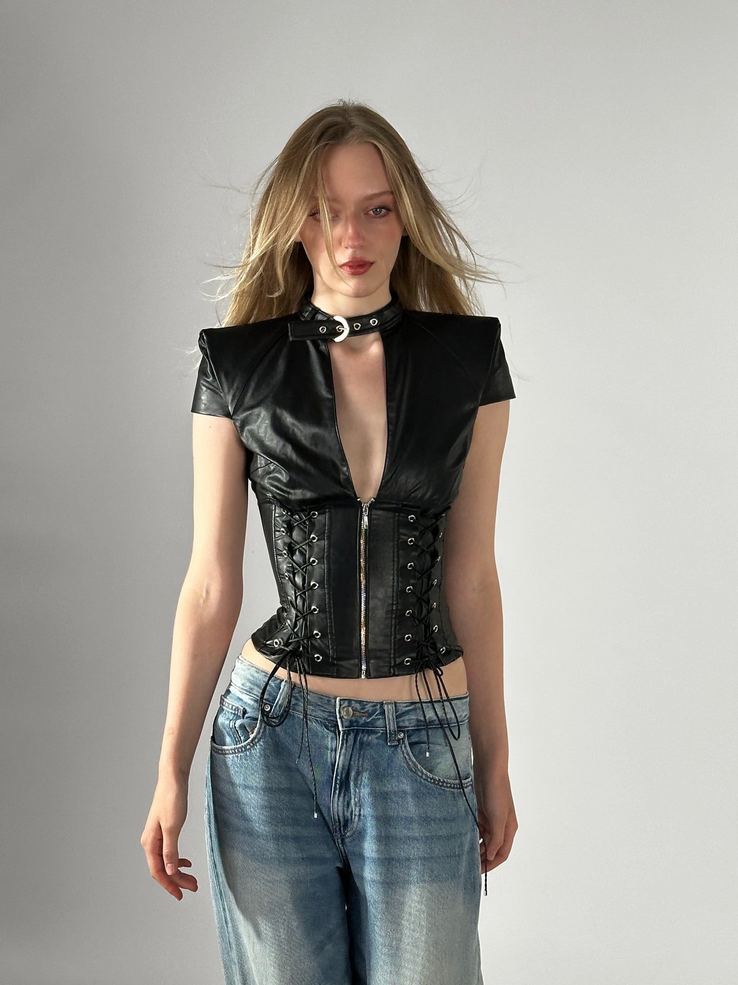BALAMUT vegan leather top