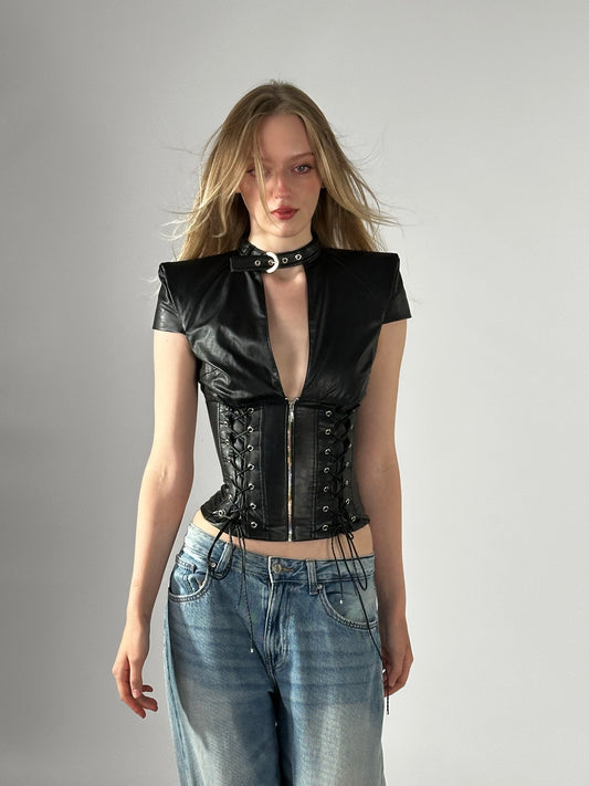 BALAMUT vegan leather top