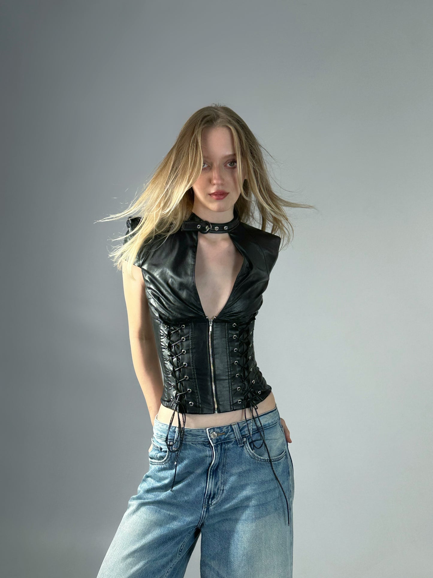 BALAMUT vegan leather top
